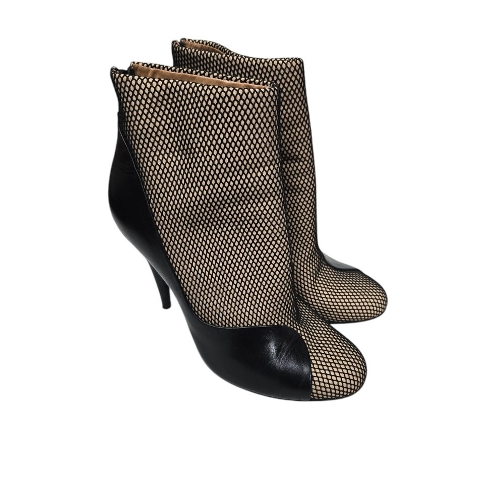 3.1 Phillip Lim Francis Illusion Fishnet Black Nude Leather Ankle Boot Heels 38